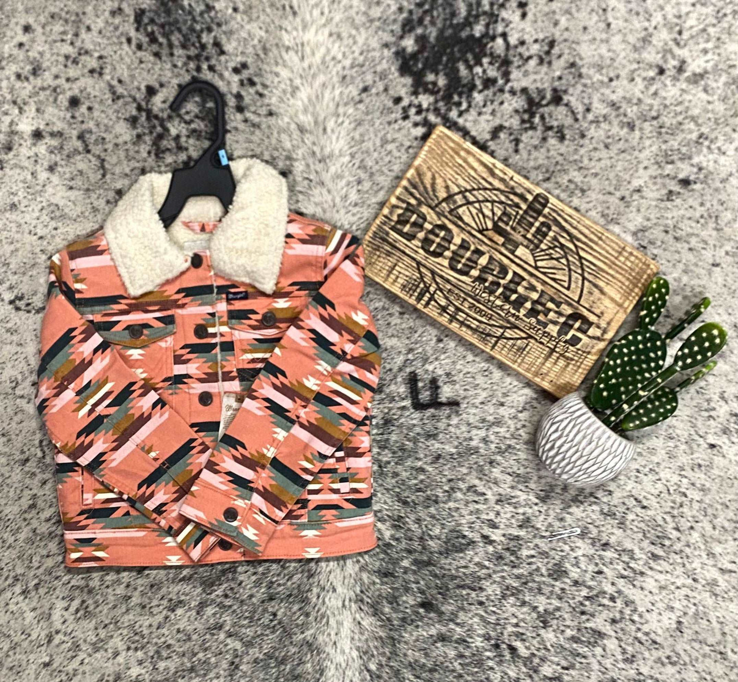 Wrangler Girls Western Sherpa Aztec Print Jacket Coats & Jackets mom dad grads Wrangler