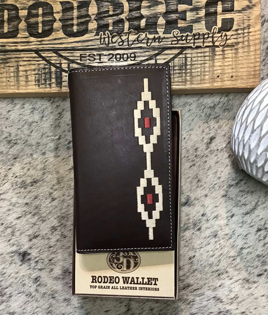 3D Western Men's Wallet Rodeo Leather Southwest Laced Brown wallet M & F
