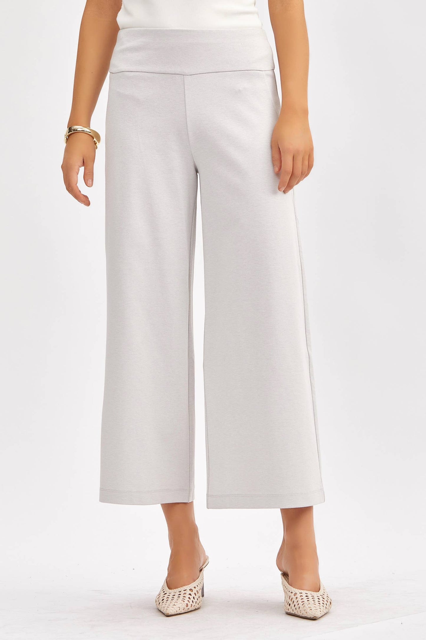 Magic Wide Cropped Pants: Pearl Gray Pants Women's Dear Scarlett