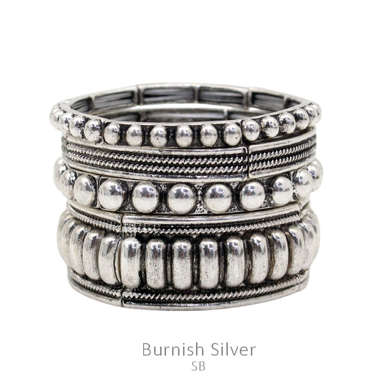 Western Metal Bubble Layered Stretch Bracelet Bracelet Women's Sammi Trading