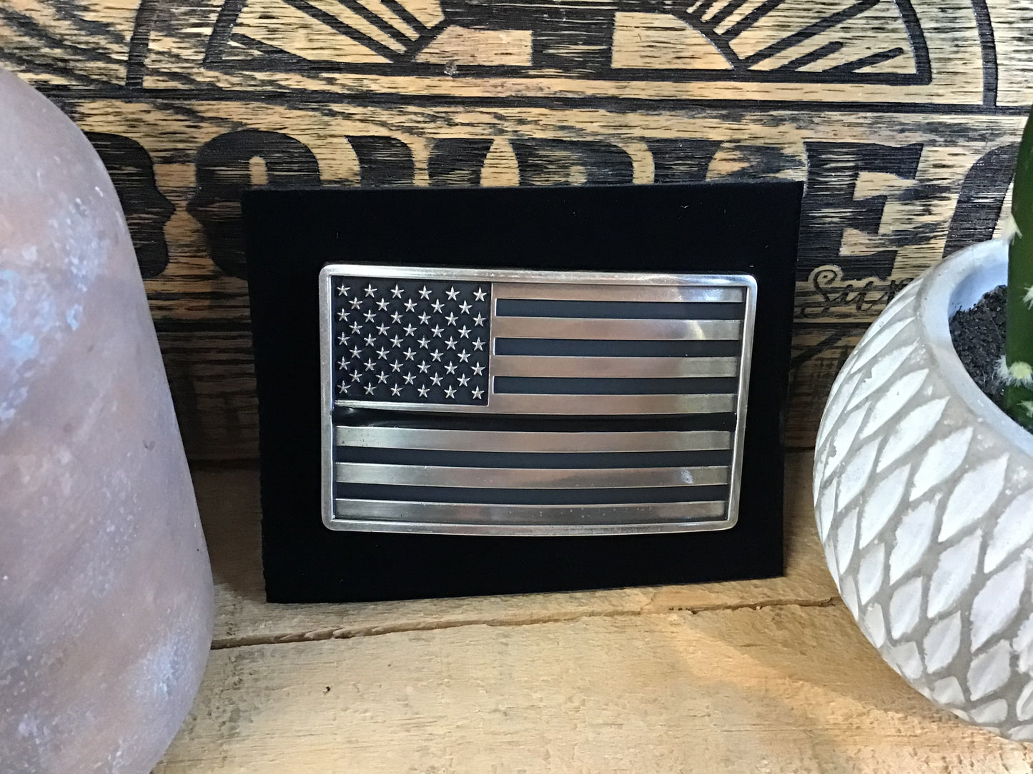Antiqued American Flag Attitude Buckle Belt Buckle mom dad grads Women's Montana Silversmiths