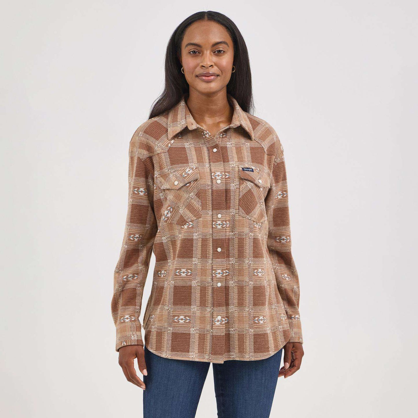 Wrangler Retro® Americana Unlined Boyfriend Shacket - Brown 112368459 Shirt Wrangler
