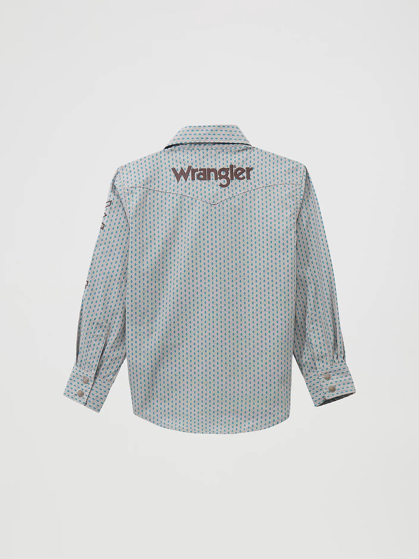 Boys Logo Long Sleeve Shirt - Grey/Blue 112369433 Shirt Wrangler