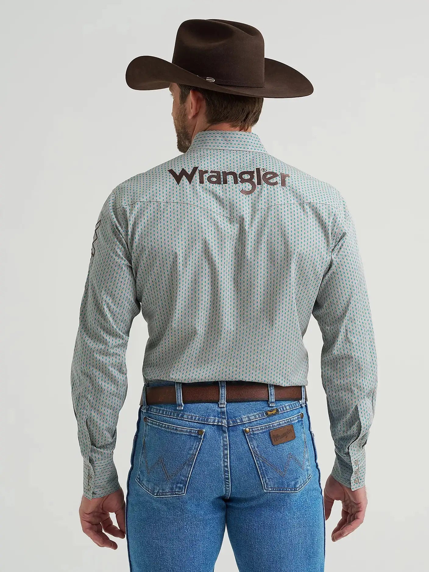 Men's Wrangler® Logo Long Sleeve Western Snap Shirt 112369449 Shirt Wrangler