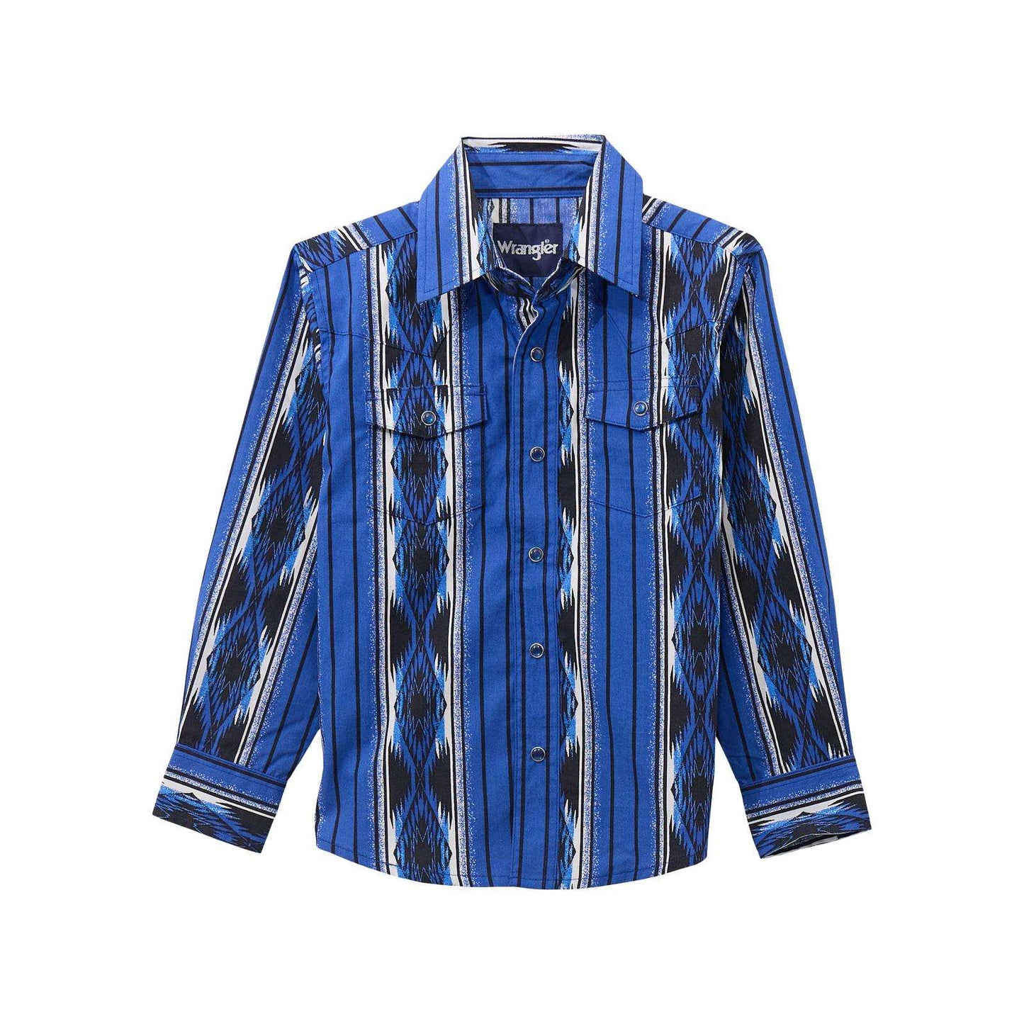 Boys Checotah Long Sleeve Shirt - Blue Multi 112369458 Shirt Wrangler