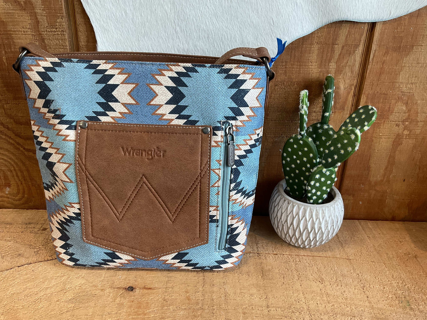 Wrangler Aztec Distressed Print Dual Sided Hobo/Crossbody WG221-918 Purse Montana West
