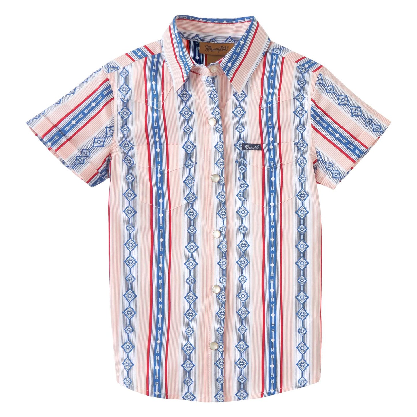 Girls Western Top - Blue/Red Wrangler