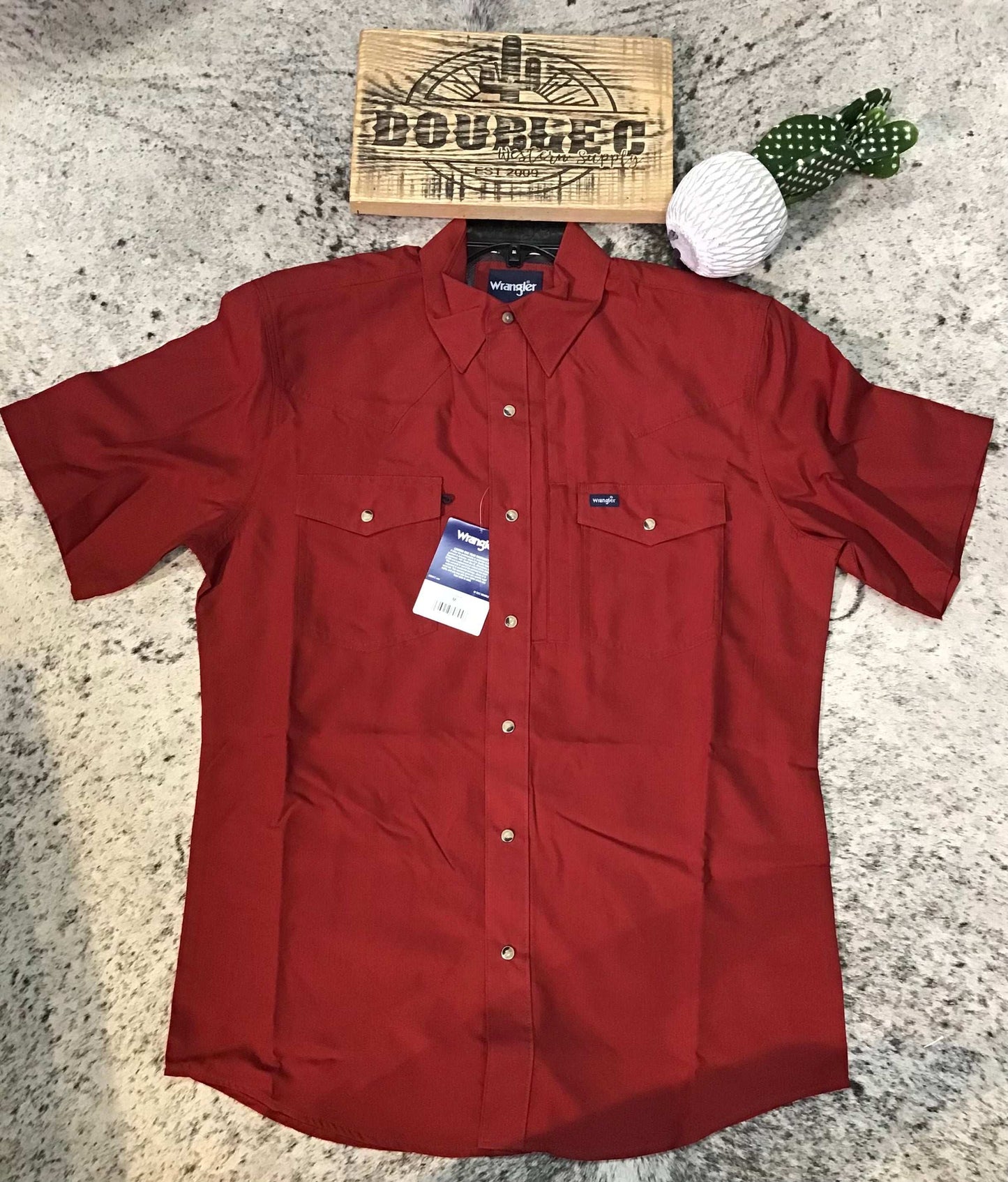 Wrangler® Performance Short Sleeve Shirt - Classic Fit - Red Shirts Wrangler