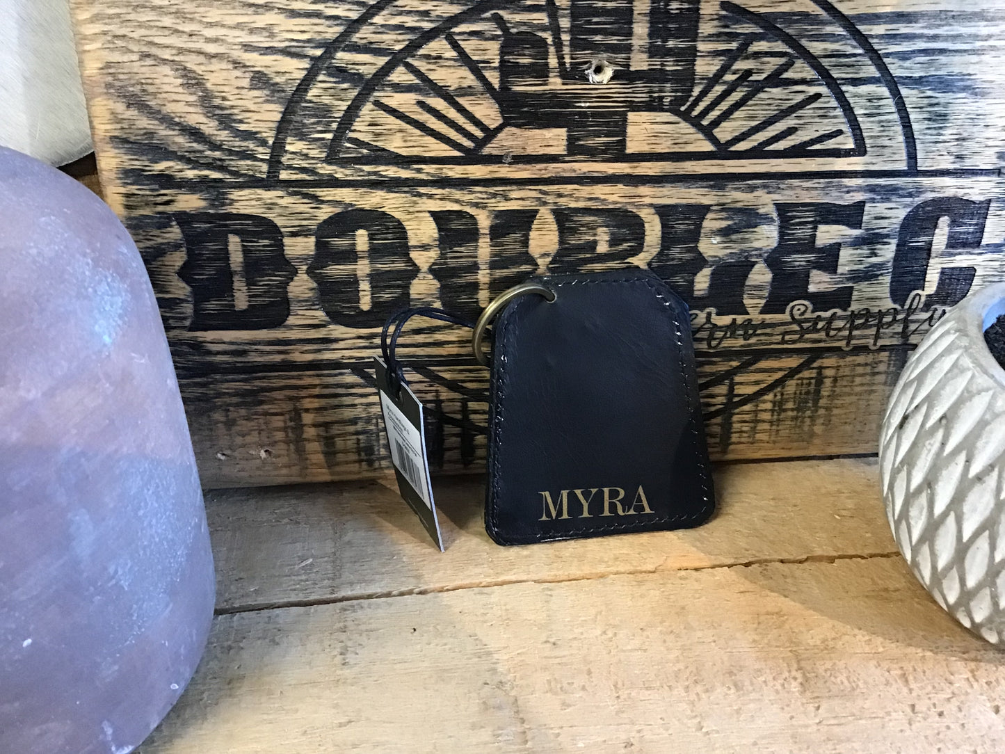 Myra Whirl Hand-tooled Leather Key Fob Key Chain Myra