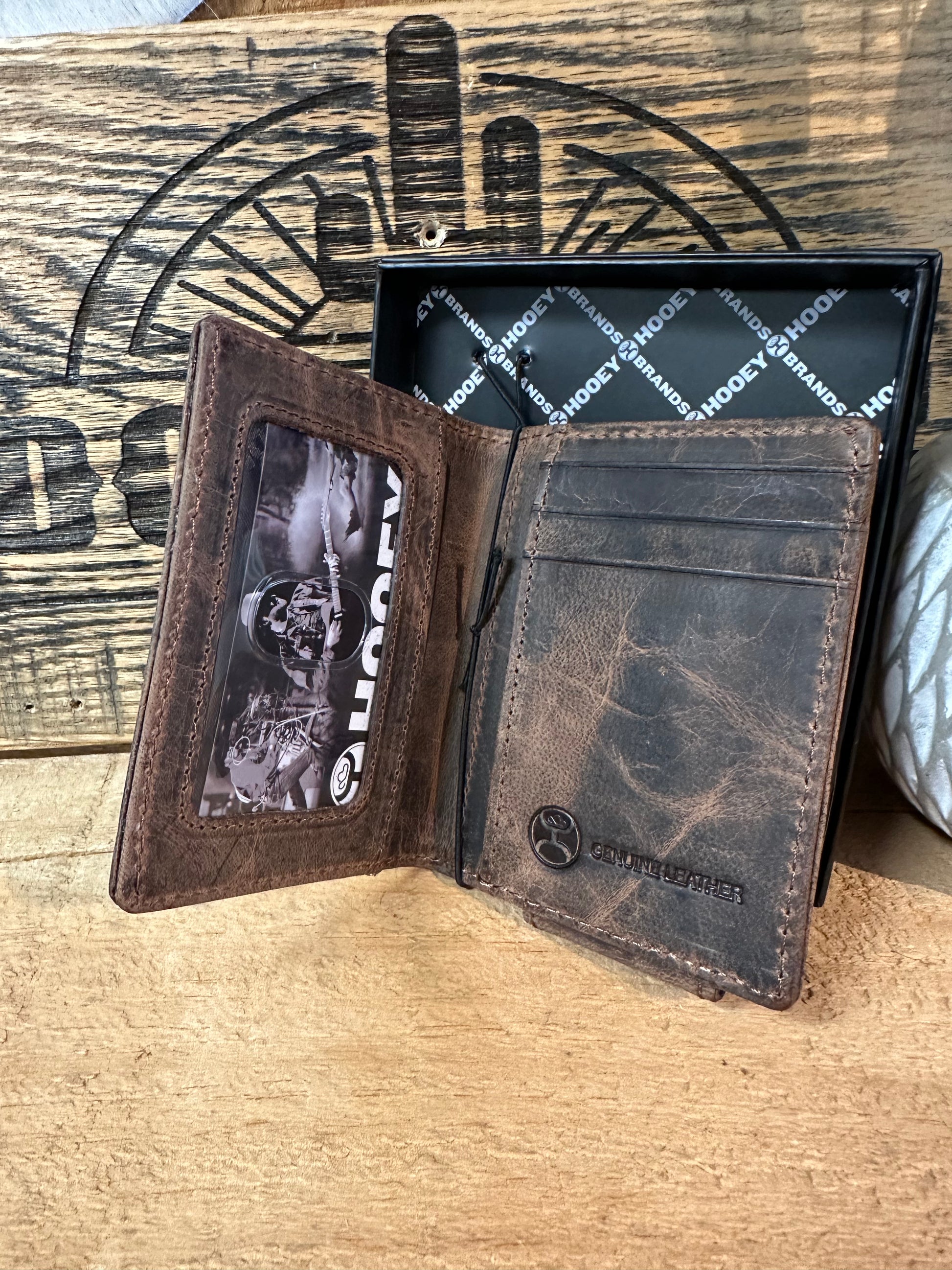 Liberty Roper: Hooey Liberty Rope Embossed Bi-Fold Money Clip Wallet with Hooey Logo Rivet HFW003-BRBK wallet Hooey