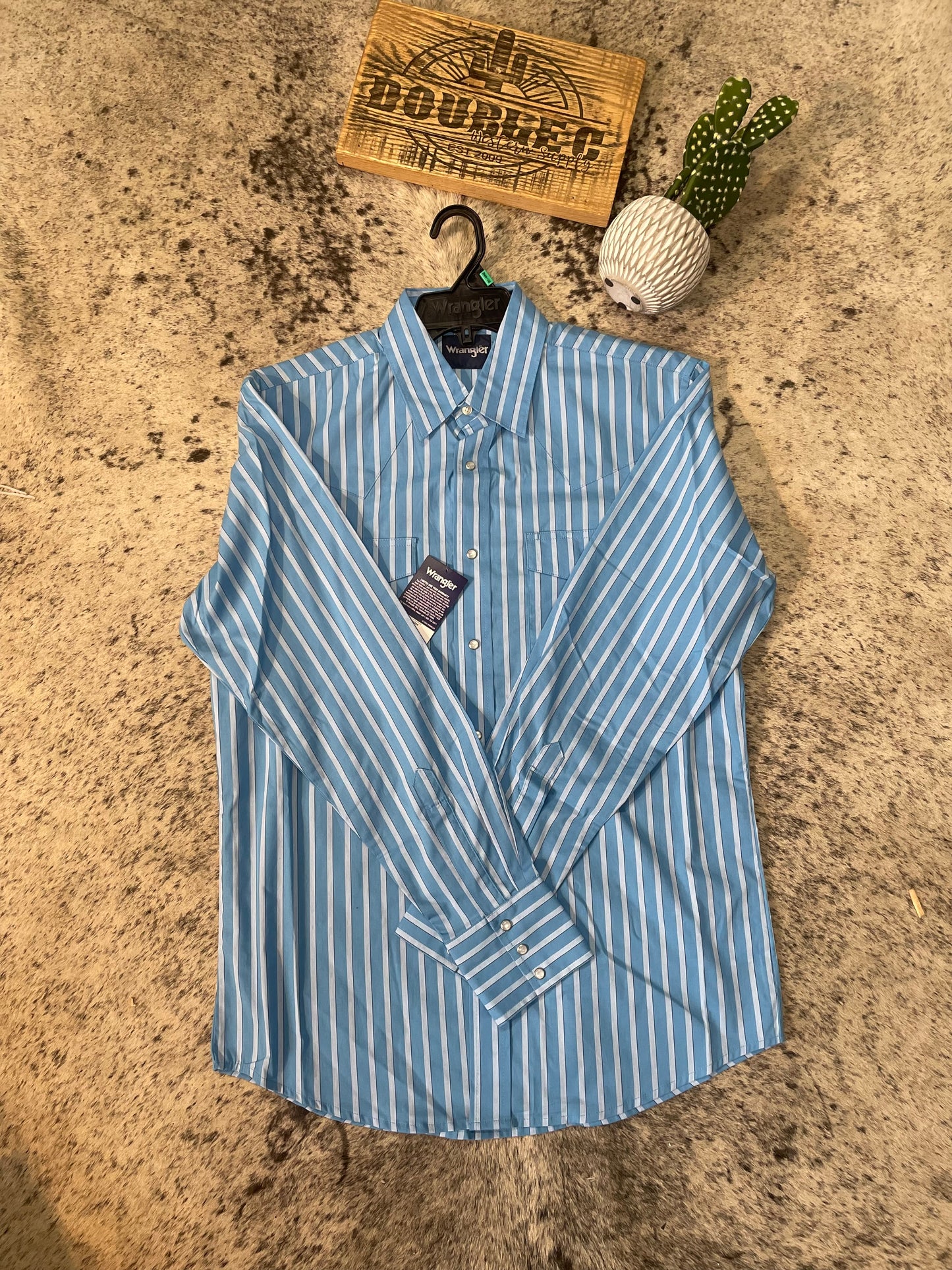 Wrangler® Wrinkle Resist Long Sleeve Shirt - Classic Fit - Blue Shirts & Tops Wrangler Wrangler