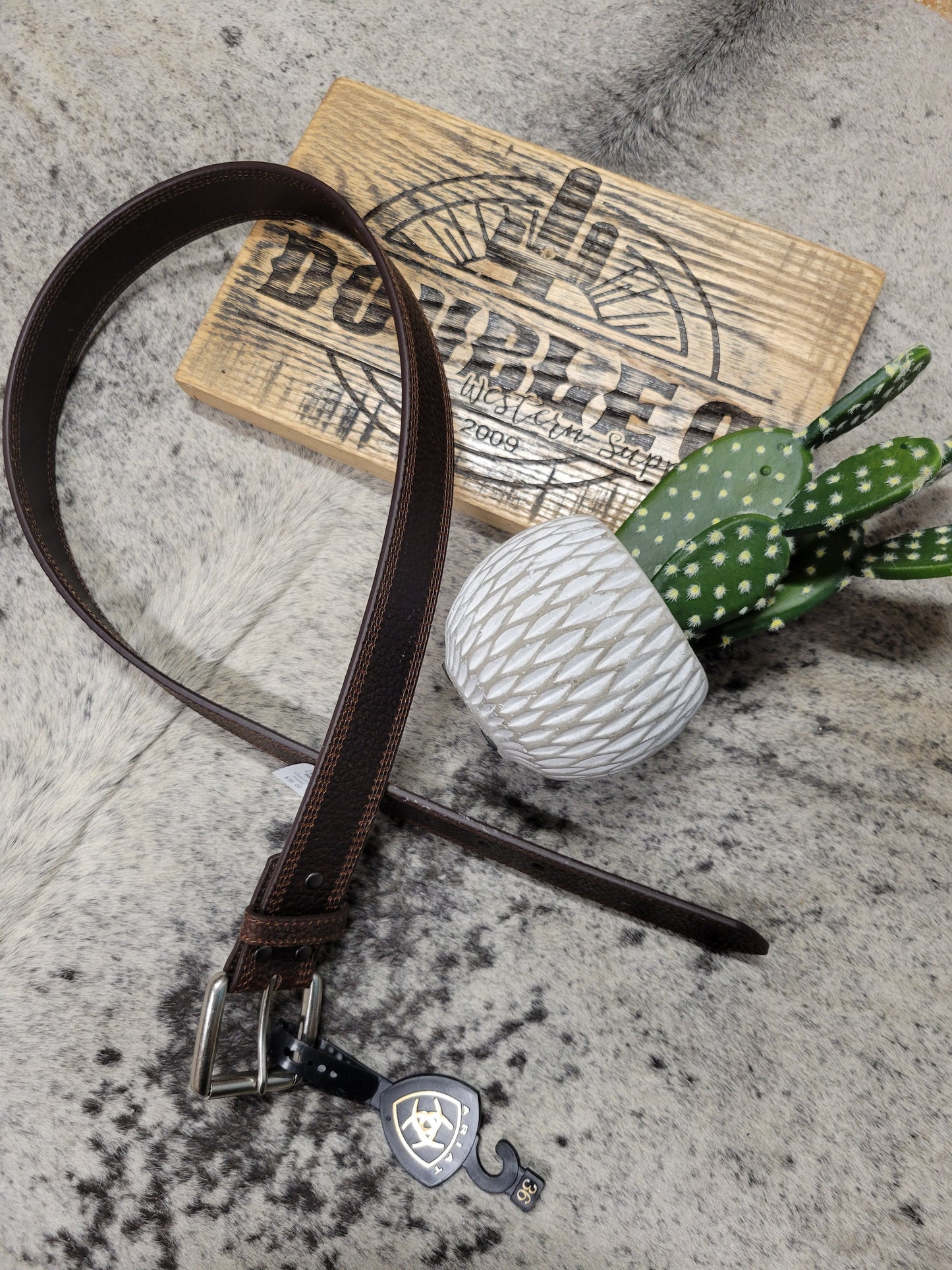 Ariat Brown Stitched Belt Double C Western Supply