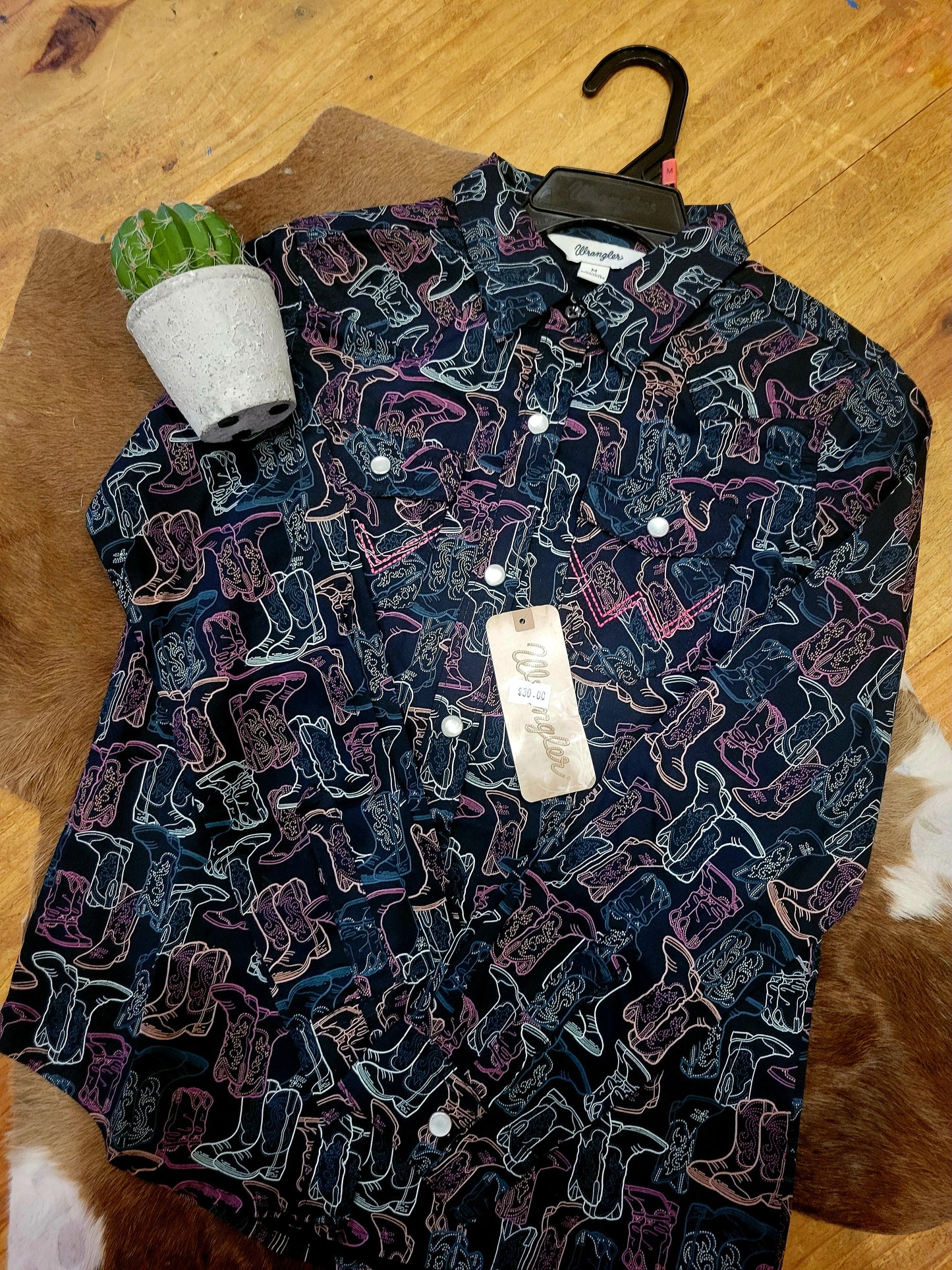 Girls Western Top - Neon Boots Shirts & Tops Wrangler Wrangler