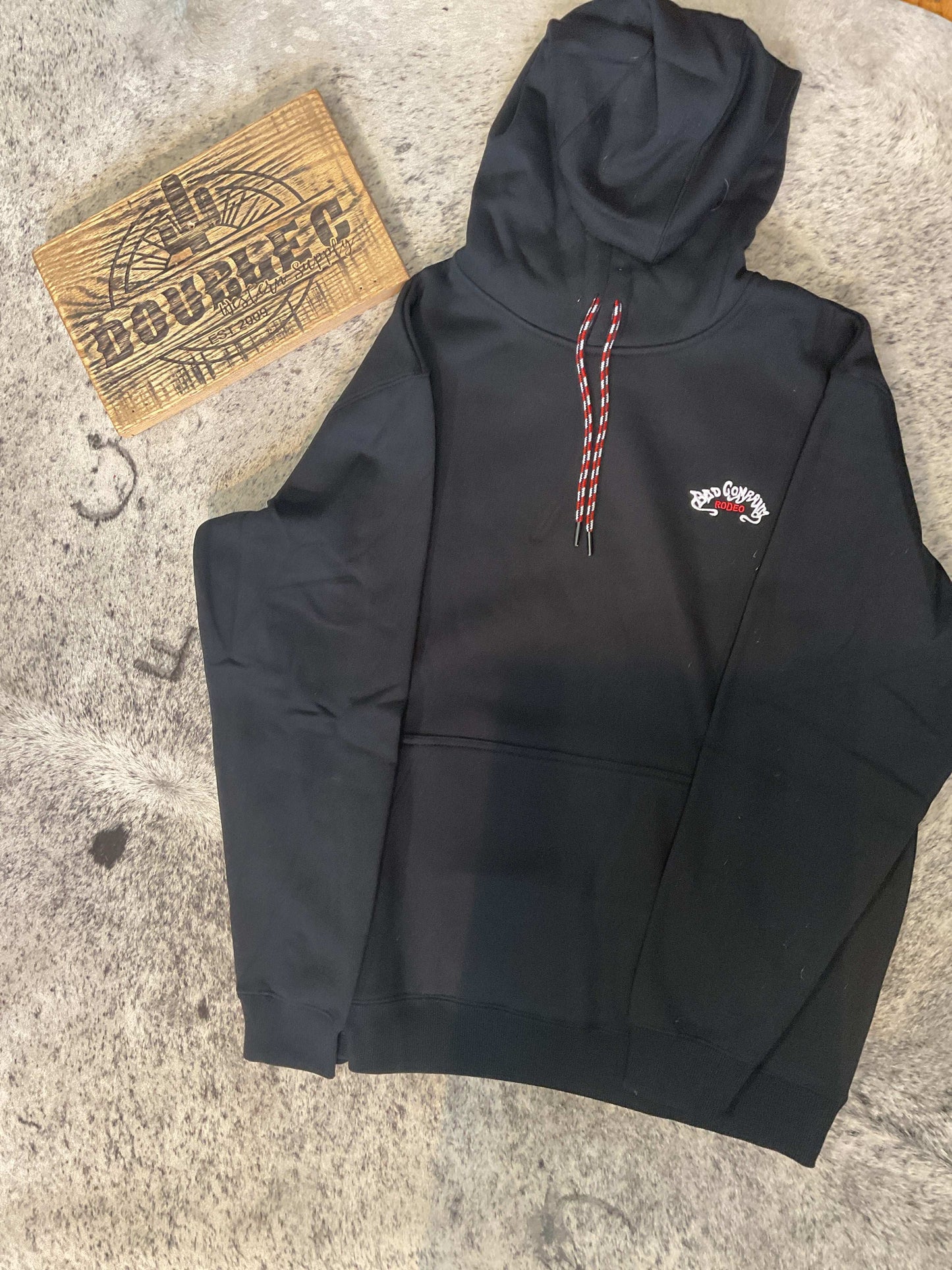 Hooey Men's Black Hoodie with Red/White Bad Company Logo Hoodie Hooey