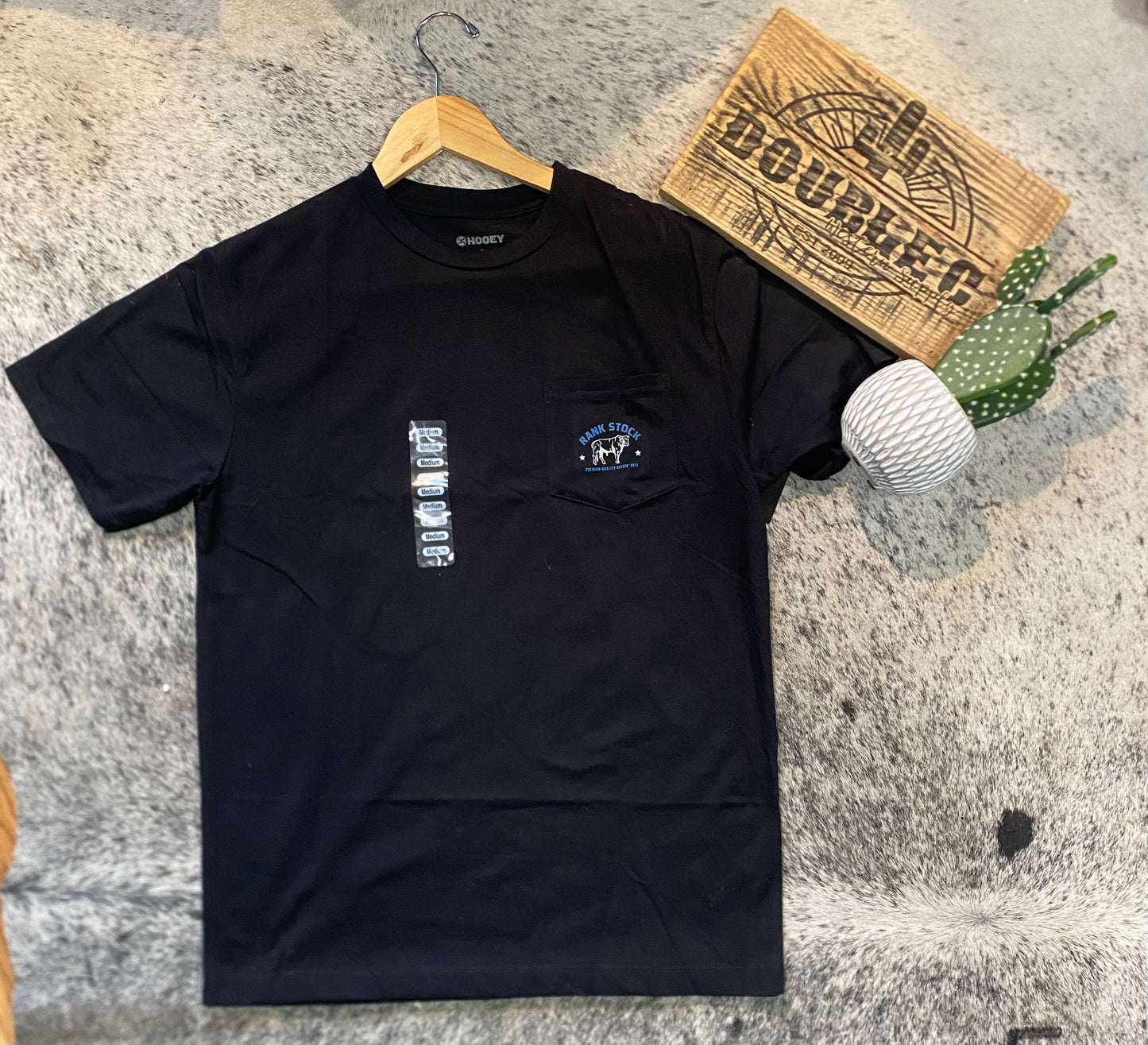 Hooey "Charbray" Black w/Grey/Blue Rank Stock Logo T-shirt Men's Clothing Hooey