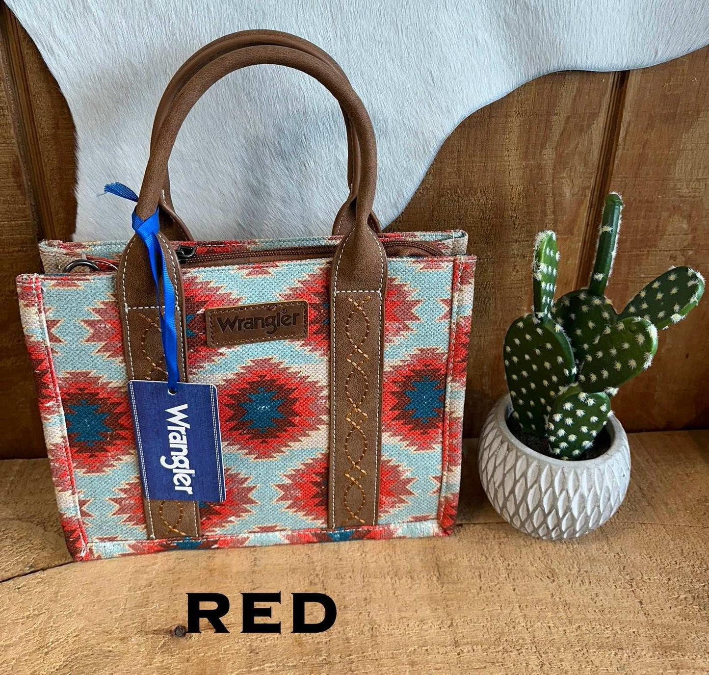 Wrangler Distressed Dual Sided Print Canvas Tote/Crossbody WG221-8120 Purse Montana West