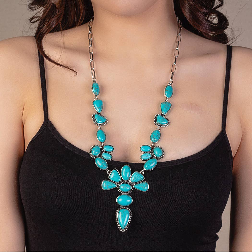 Squash Blossom Necklace Turquoise & Silver Your Fashion Wholesale
