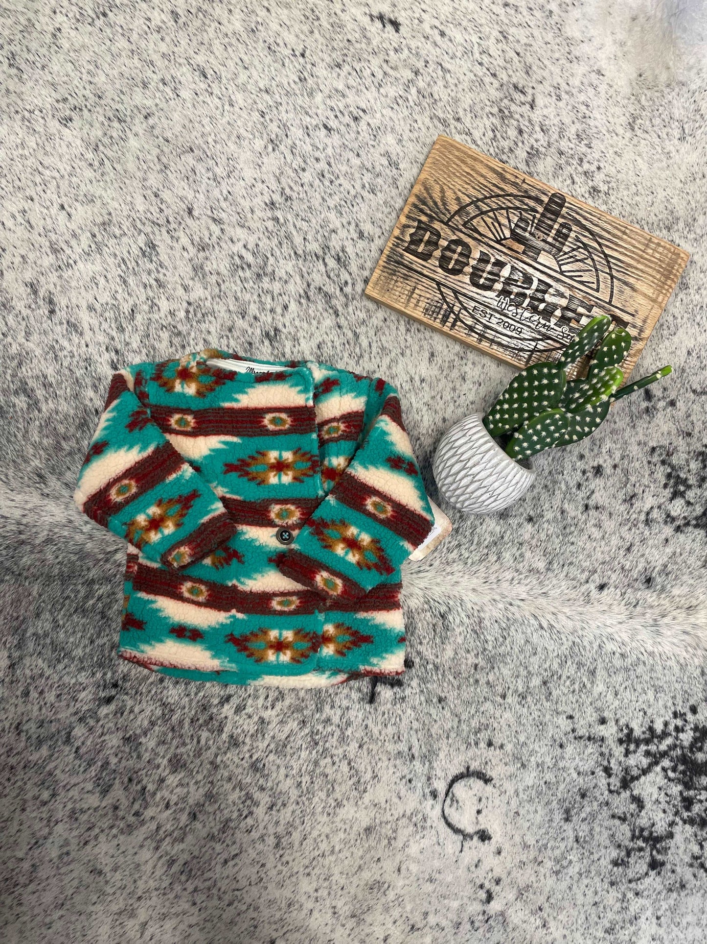 112353055 - Wrangler® Baby Girl Sherpa Cardigan - Green Multi Baby & Toddler mom dad grads WRANGLER