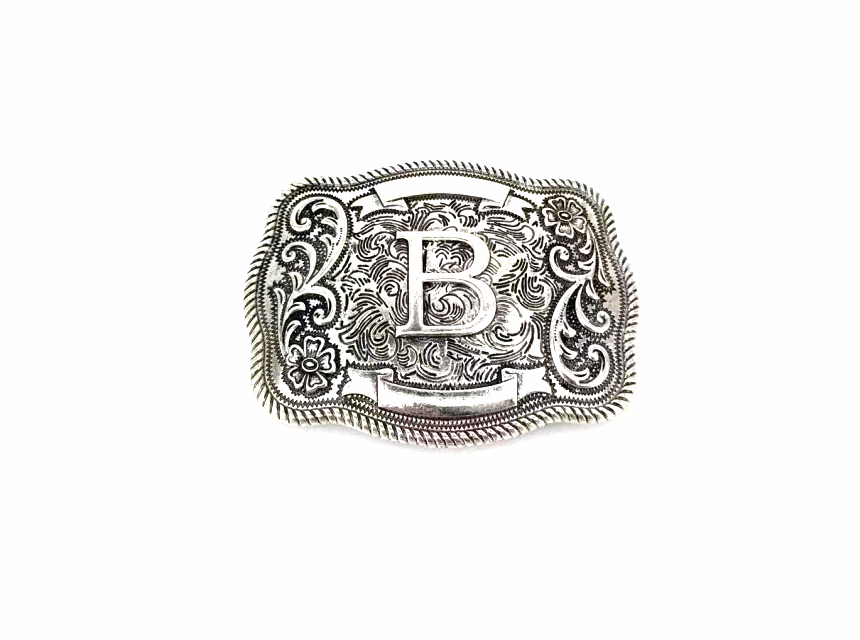 Western Filigree Initial Belt Buckle Belt B Snowing West