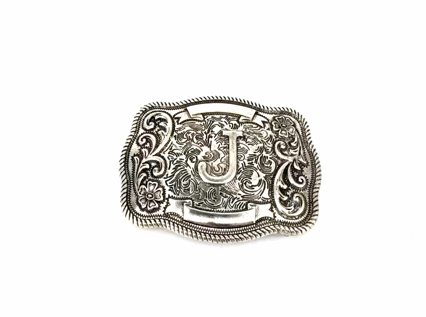 Western Filigree Initial Belt Buckle Belt J Snowing West