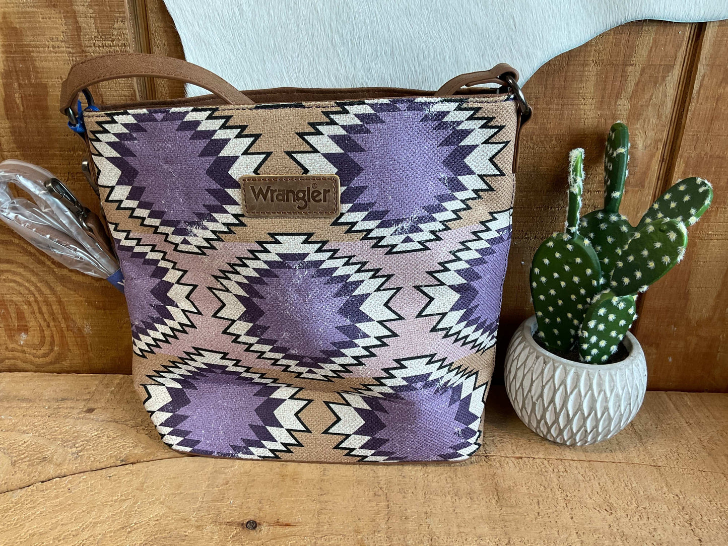 Wrangler Aztec Distressed Print Dual Sided Hobo/Crossbody WG221-918 Purse Purple Montana West