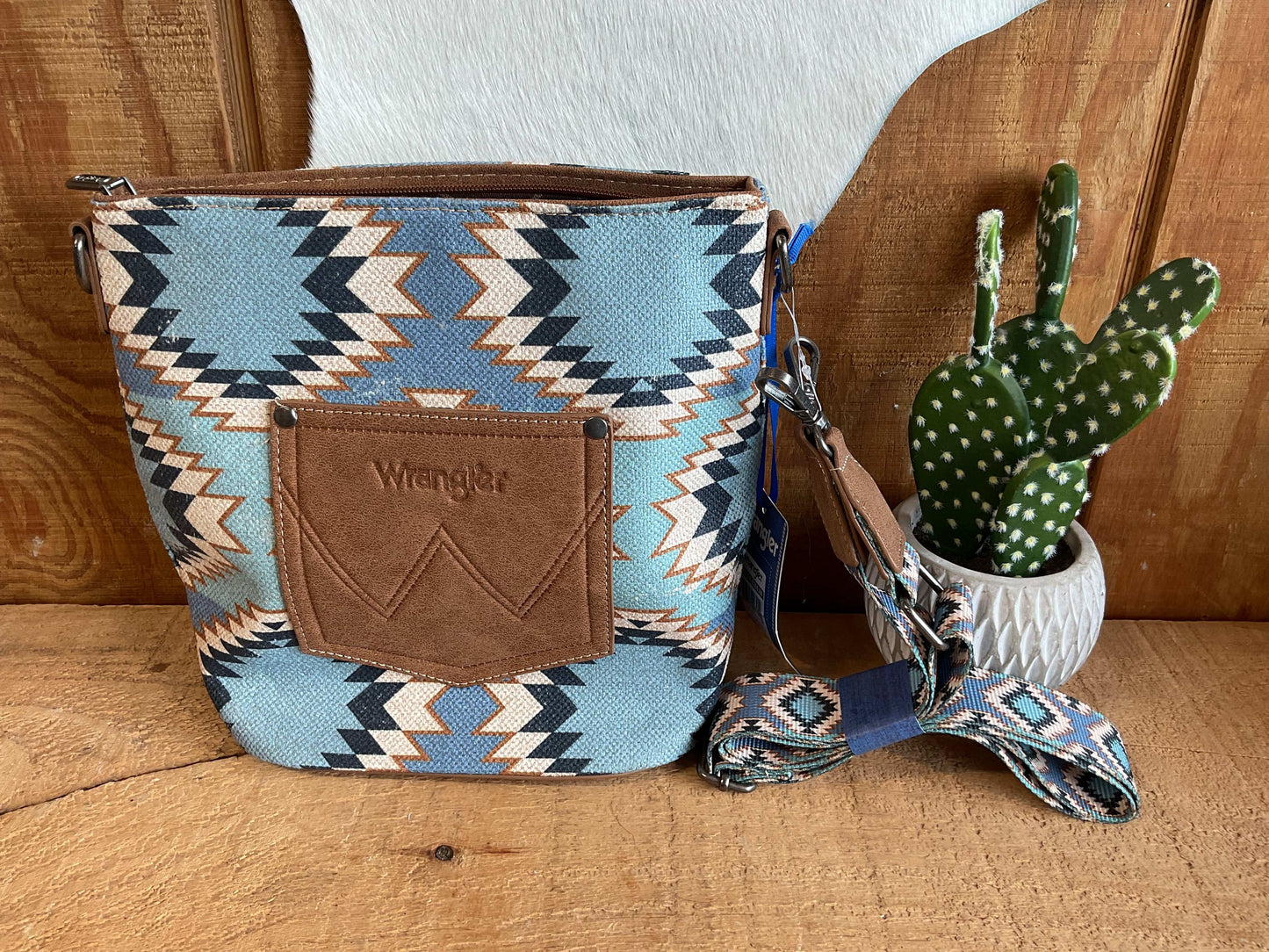 Wrangler Aztec Distressed Print Dual Sided Print Crossbody WG221-8360 Purse Montana West