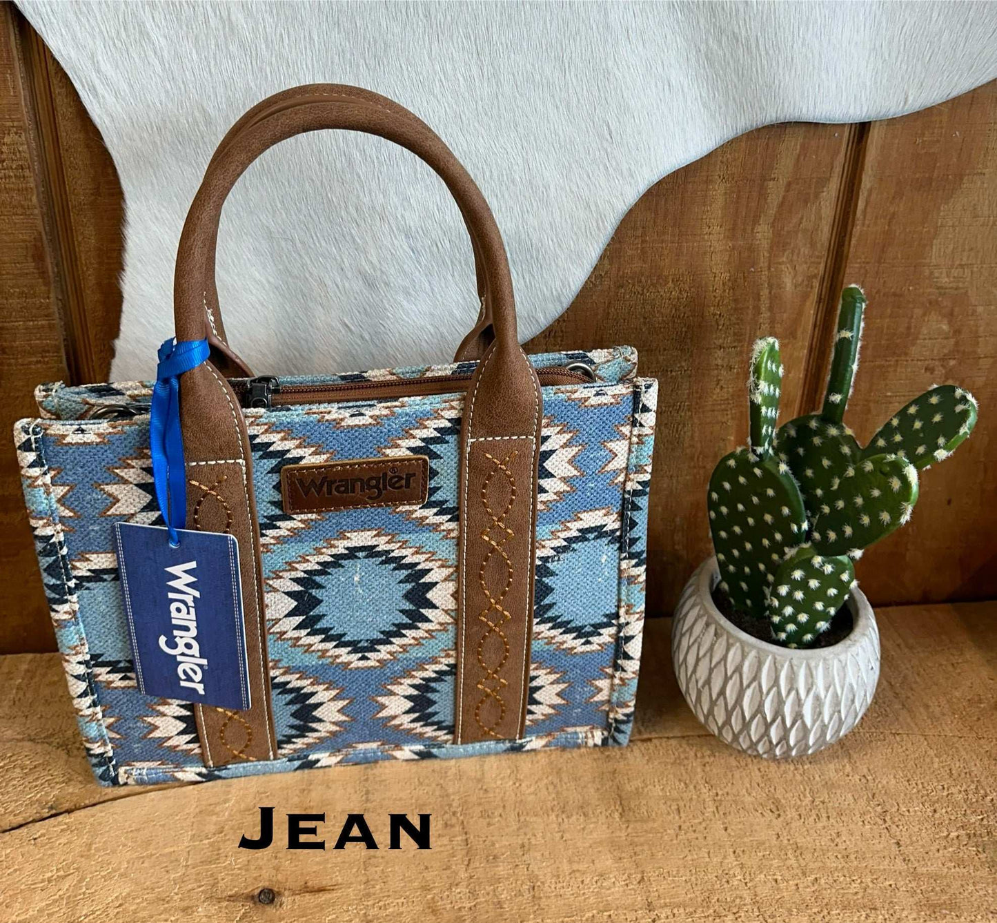 Wrangler Distressed Dual Sided Print Canvas Tote/Crossbody WG221-8120 Purse Montana West