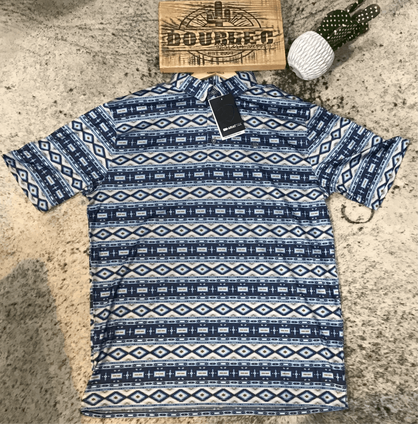 MNS Charger 2.0 Printed Polo BLUE SOUTHWEST Shirt ariatmens Ariat