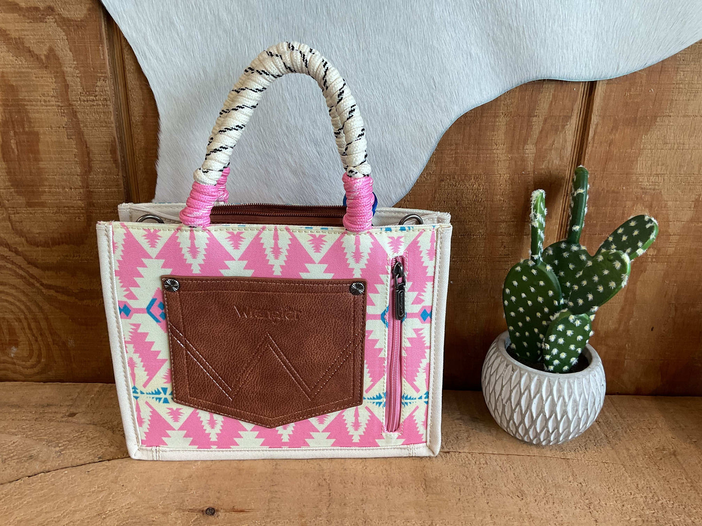 Wrangler Southwestern Print Rope Tote/Crossbody Bag WG206-8122 Purse Montana West