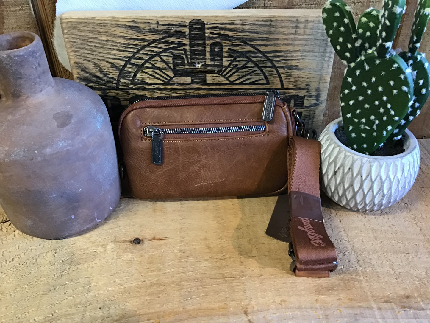 Wrangler Southwestern Knitted Mini Crossbody/Wallet Brown wallet Women's Wrangler