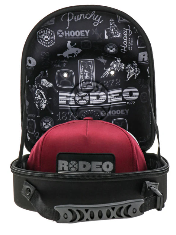 Hooey Large Cap Carrier - Black w/Hooey Rodeo Pattern Interior Cap Case Hooey