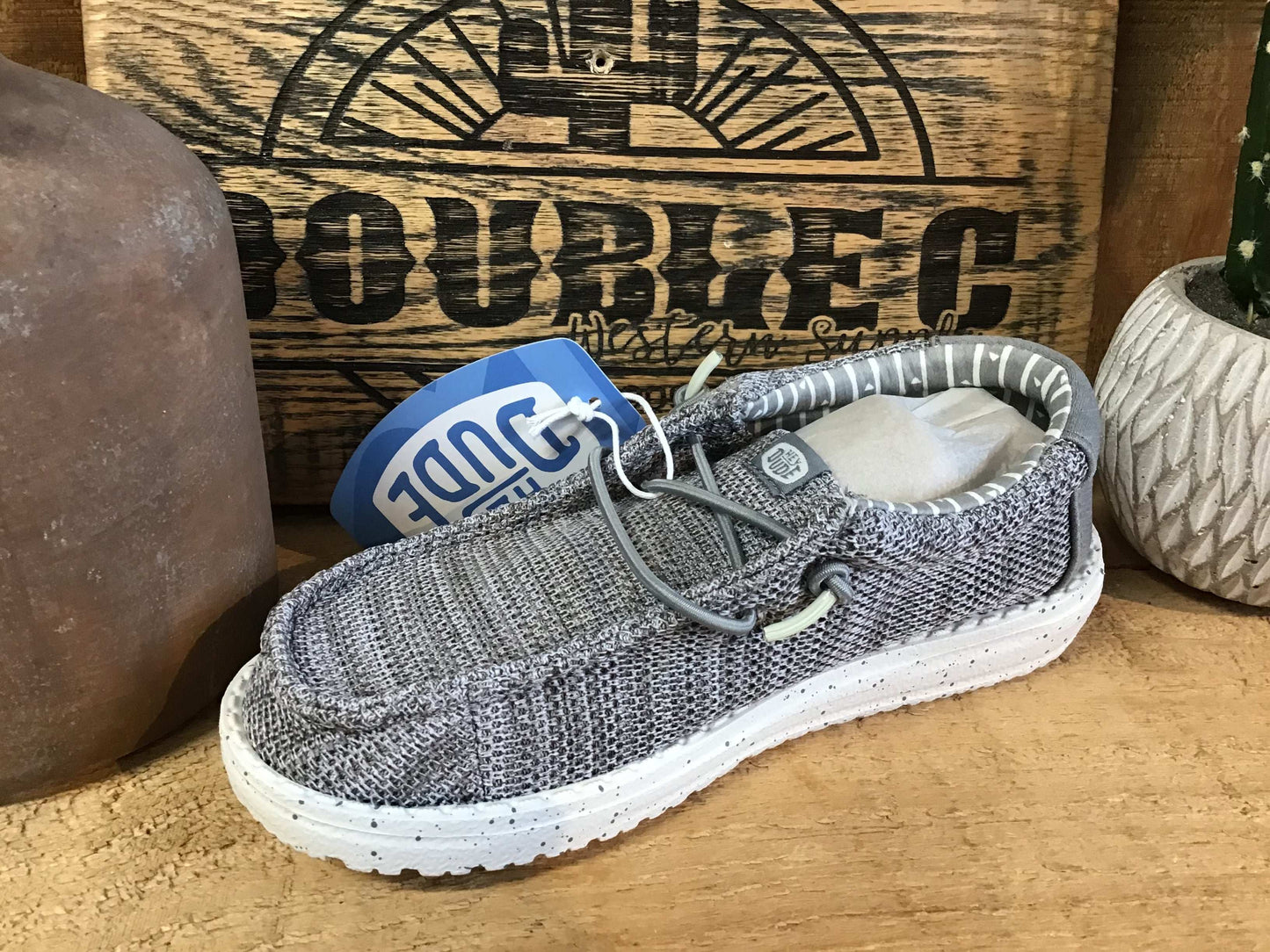 Wally Stretch Sox Jr Grey Shoes Hey Dude
