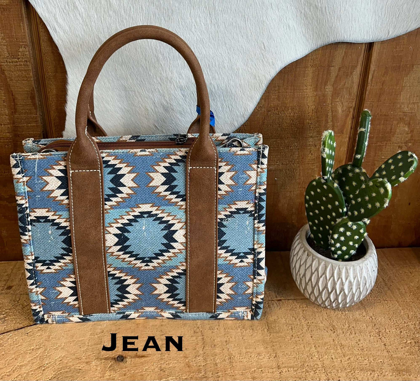 Wrangler Distressed Dual Sided Print Canvas Tote/Crossbody WG221-8120 Purse Montana West