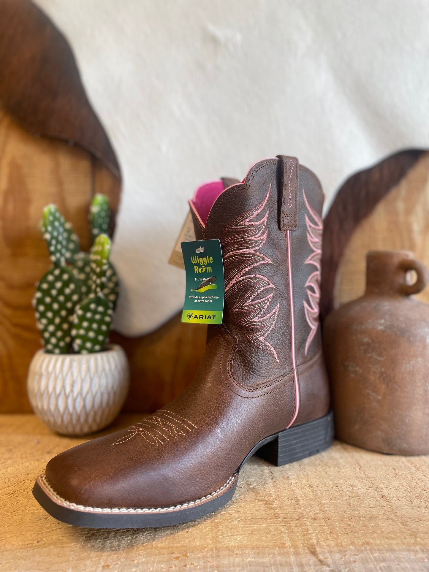 Ariat® Youth Girl's Firecatcher Rowdy Brown Square Toe Boots 10042413 Shoes ariatfootwear Double C Western Supply