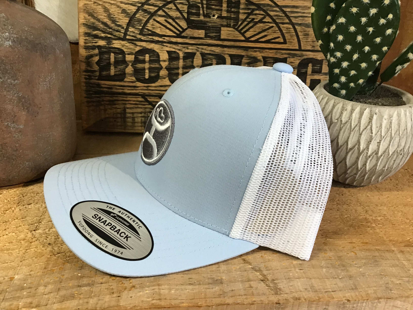 Hooey "Primo" Hat Blue/White w/Grey & White Circle Patch Cap Hooey