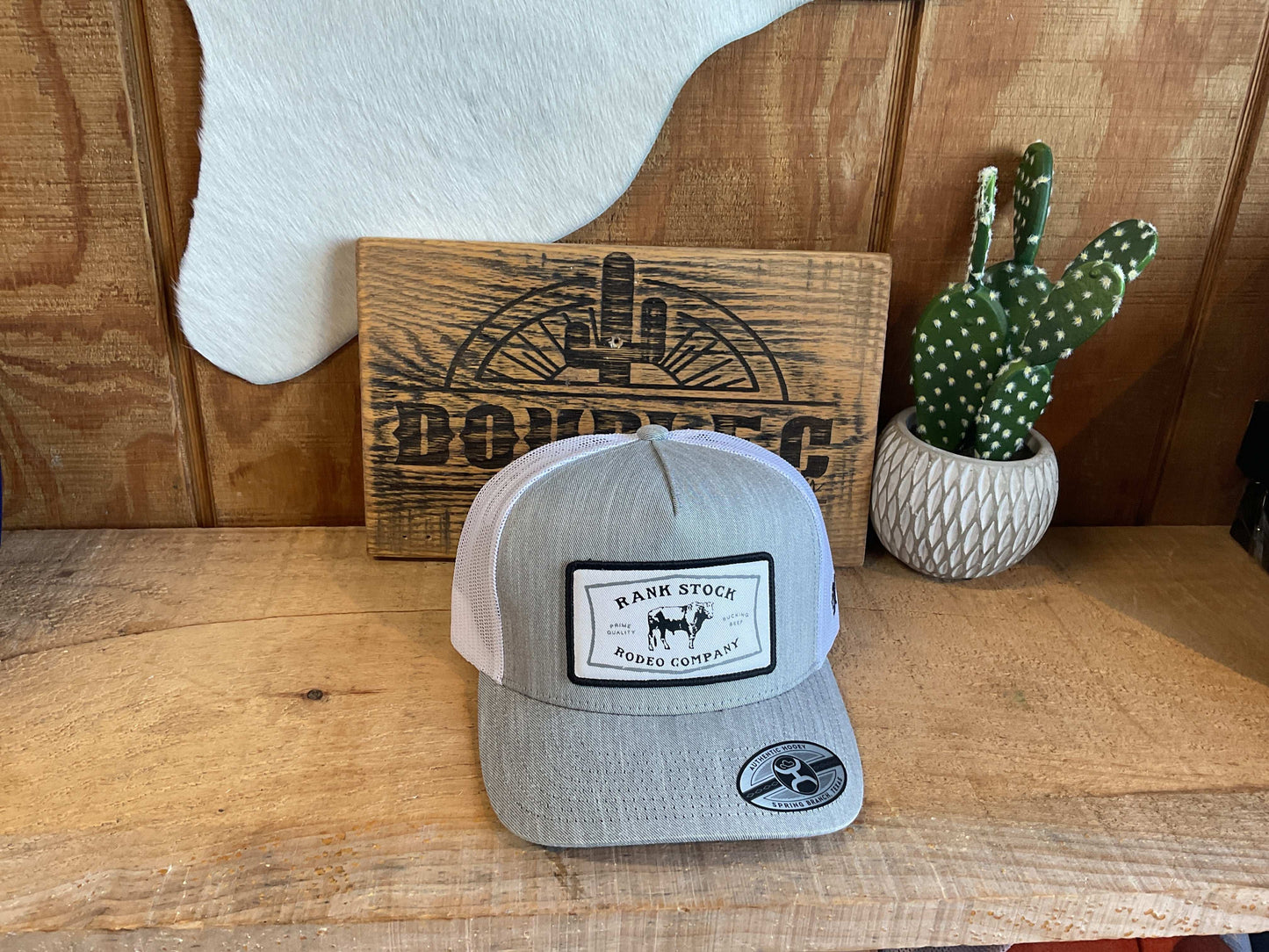 Hooey Rank Stock Trucker Cap in Grey/White 2561T-GYWH Cap Hooey