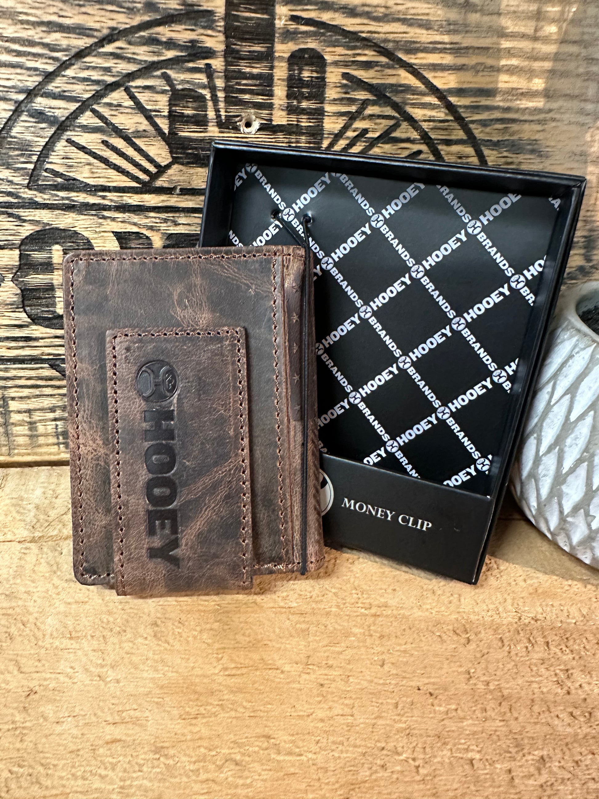Liberty Roper: Hooey Liberty Rope Embossed Bi-Fold Money Clip Wallet with Hooey Logo Rivet HFW003-BRBK wallet Hooey