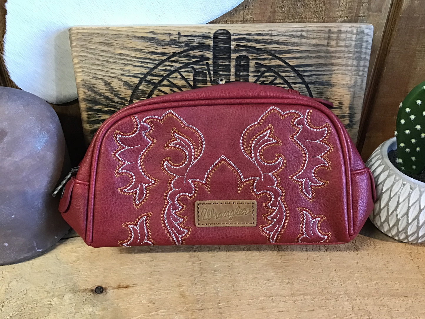 Wrangler Embroidered Multi Purpose/Travel Pouch Red Travel Organizer Women's Wrangler