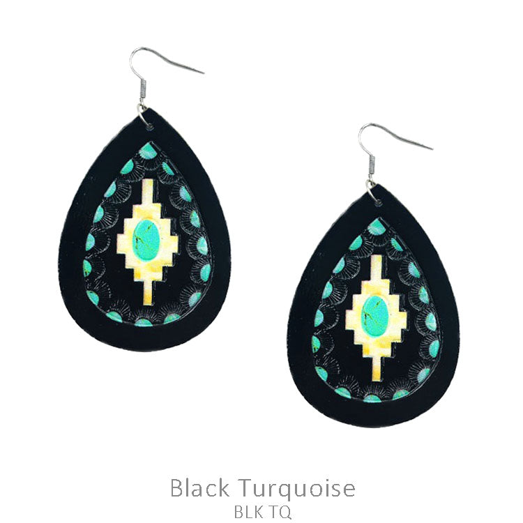 Big Size Leather Teardrop Earring Earrings Women's Sammi Trading