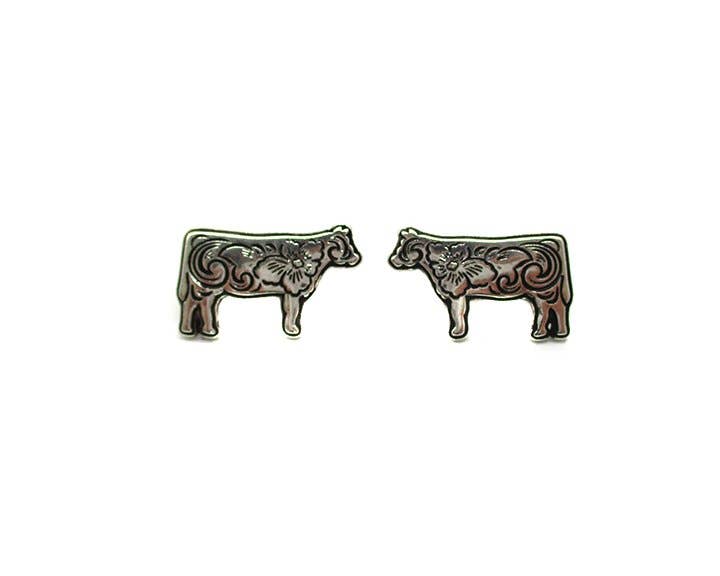 Western Etched Cow Earring Earrings Snowing West