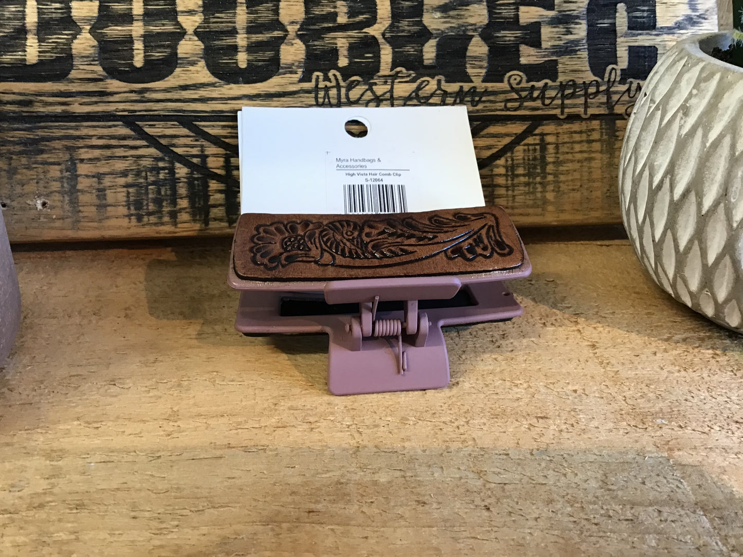 High Vista Hair Comb Clip In Dusty Rose and Brown Hair Clip Myra