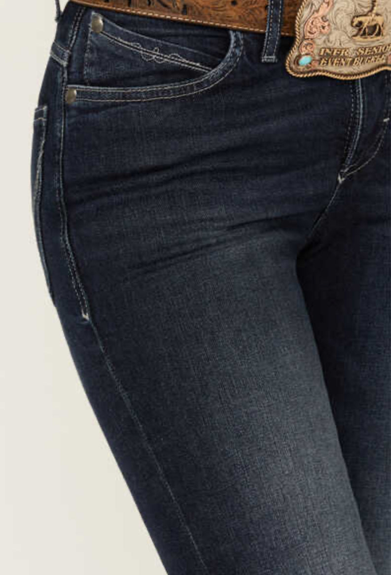 WRANGLER WOMEN'S WILLOW DARK WASH MID RISE ULTIMATE RIDING TROUSER JEANS Wrangler