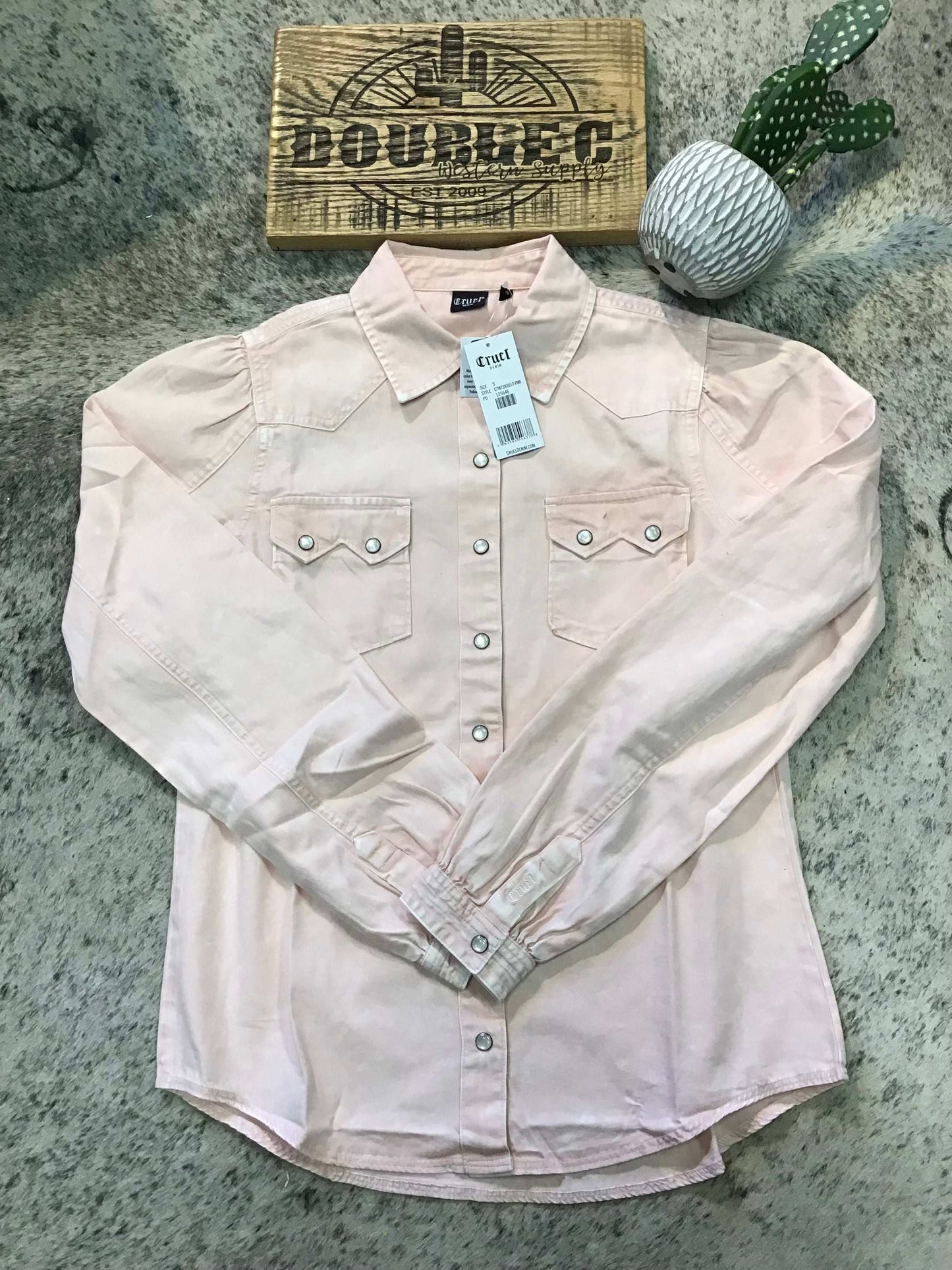 Cinch Womens L/S Western Snap Shirt Pink Shirt Women's Cinch