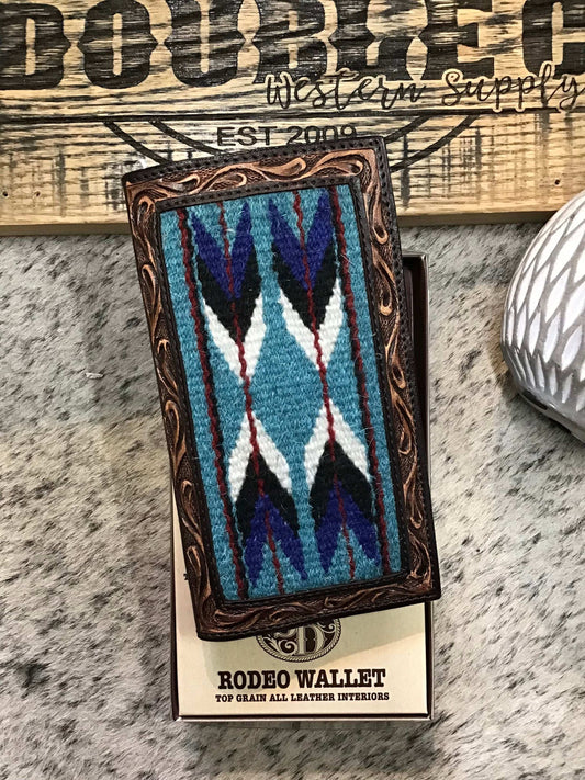 3D Western Men's Wallet Rodeo Arrow Rug Fabric Inlay Leather Brown wallet M & F