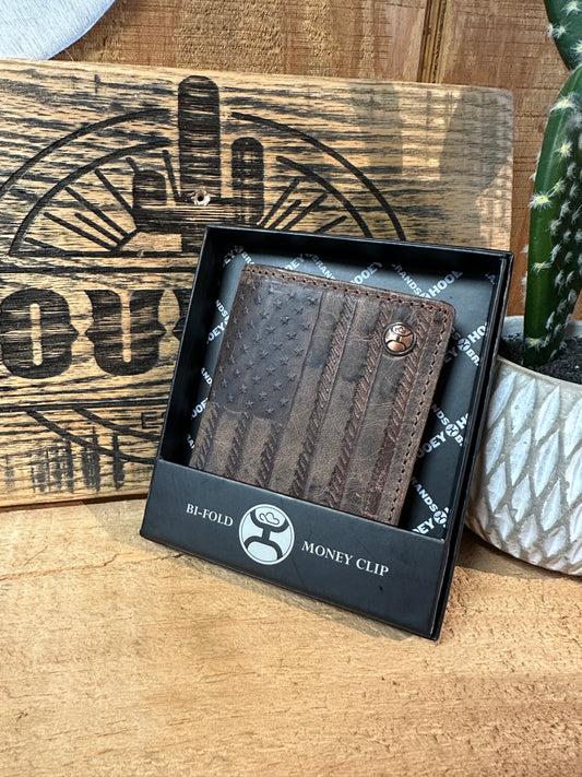Liberty Roper: Hooey Liberty Rope Embossed Bi-Fold Money Clip Wallet with Hooey Logo Rivet HFW003-BRBK wallet Hooey