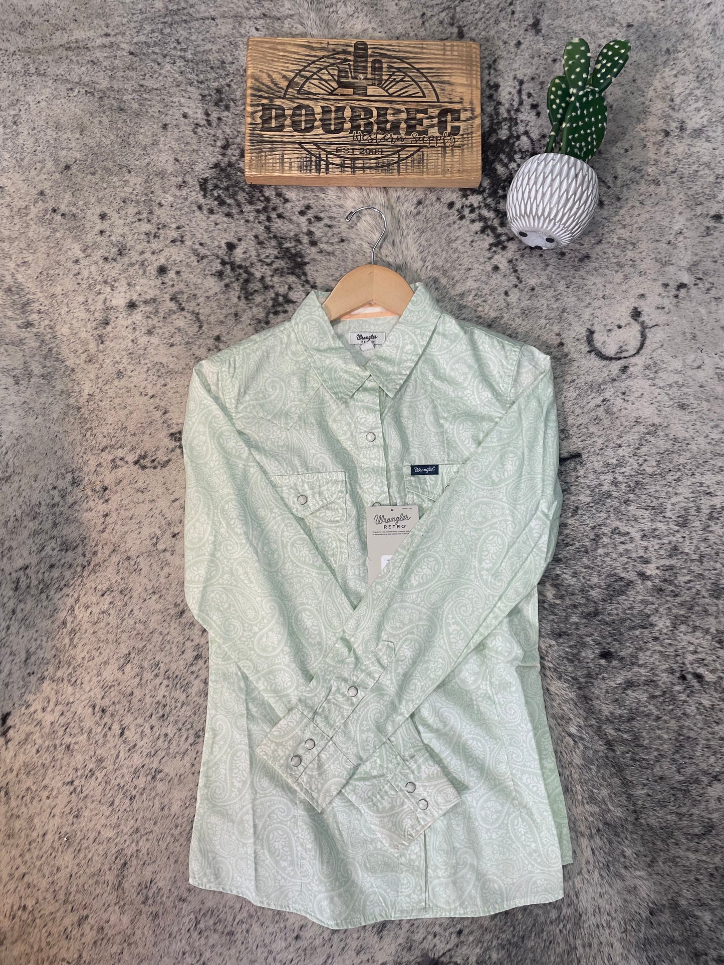 Wrangler Retro® Western Dress Snap Top - Mint Shirts & Tops Women's Wrangler Wrangler