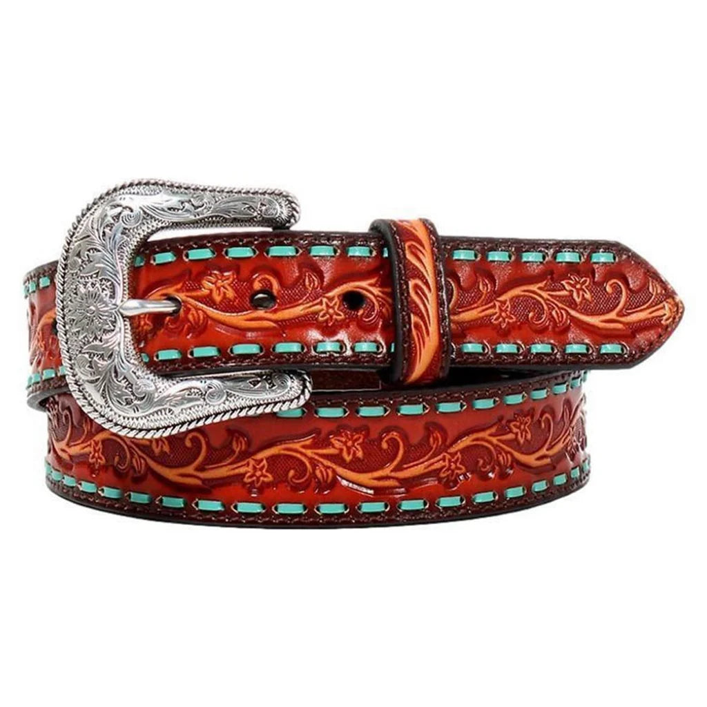 Ariat Women's Floral Tooled Buckstitch Belt Belt Women's M & F