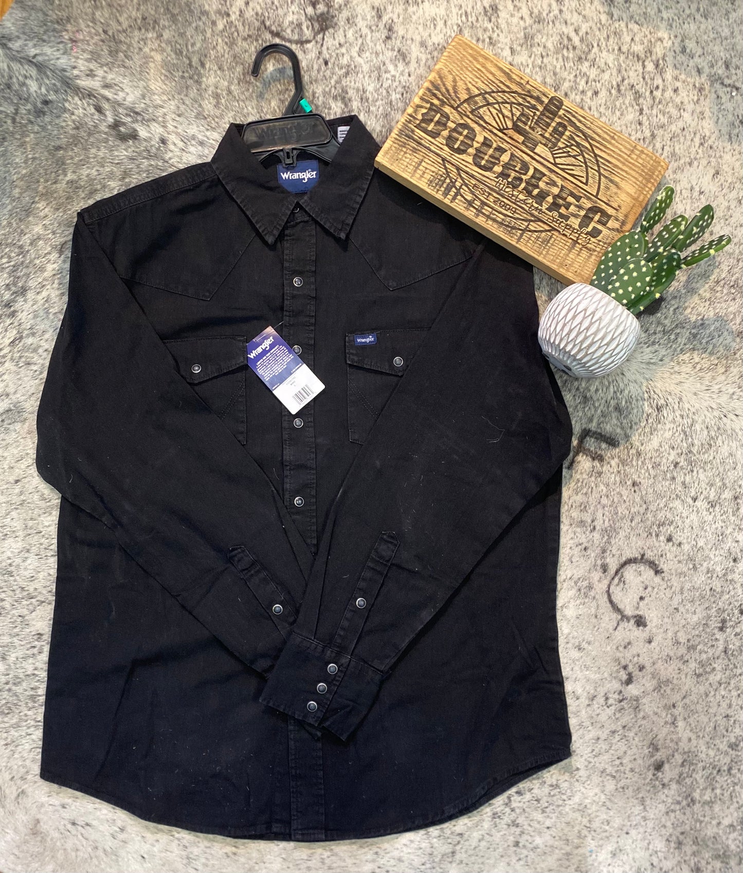 Wrangler® Denim Long Sleeve Shirt - Black Denim Shirts Wrangler