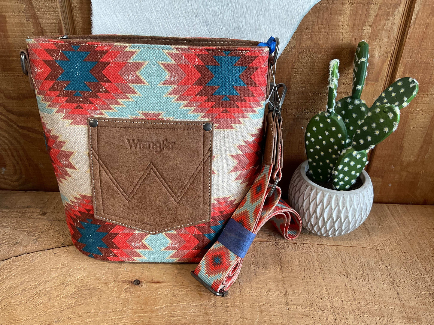 Wrangler Aztec Distressed Print Dual Sided Print Crossbody WG221-8360 Purse Montana West