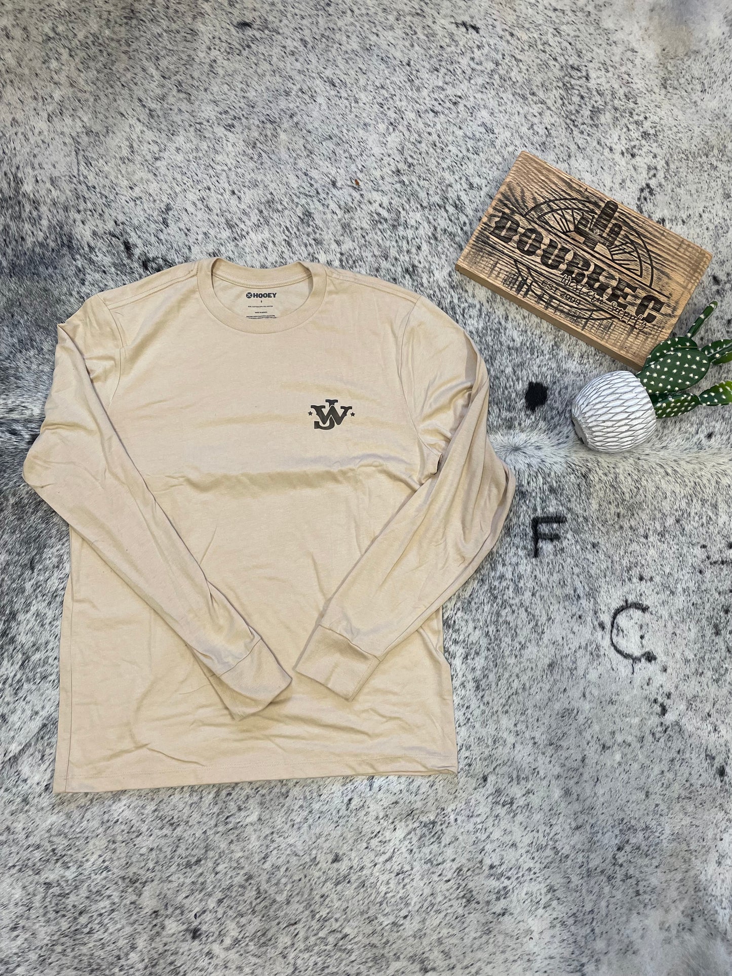 HOOEY "JOHN WAYNE" LONG SLEEVE T-SHIRT TAN W/HORSE LOGO Long Sleeve T Shirt Hooey